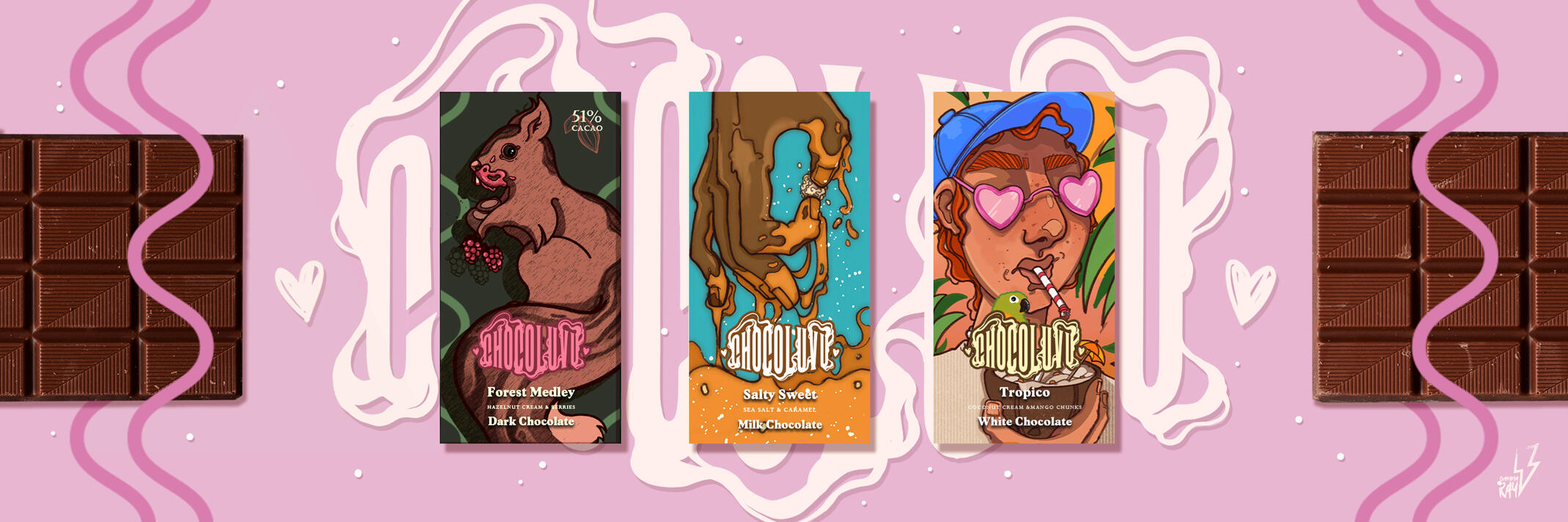 Chocoluvu Chocolate Bar Trio Packaging